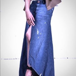 NWT One Teaspoon long denim skirt w/ front split